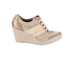 Dkny Cream Wedge Sneakers Sporty Elegance
